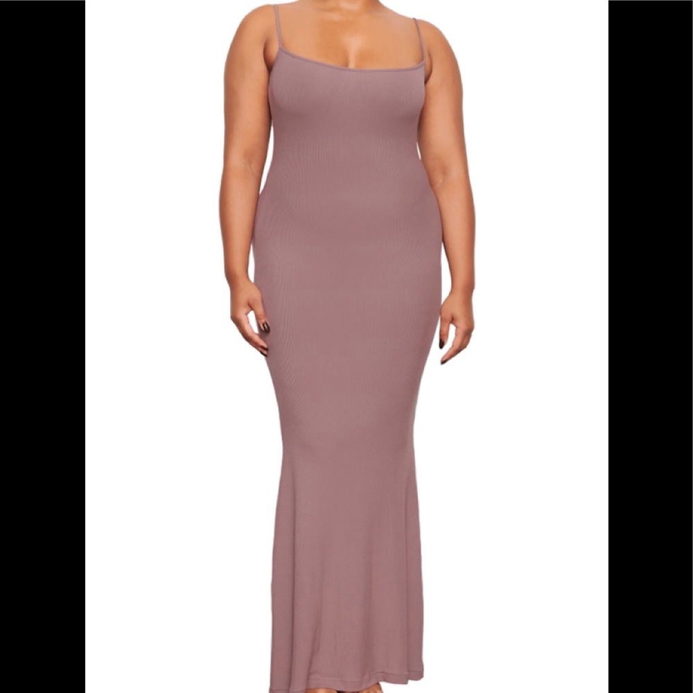 Skims Ribbed plum slip dress Nwot